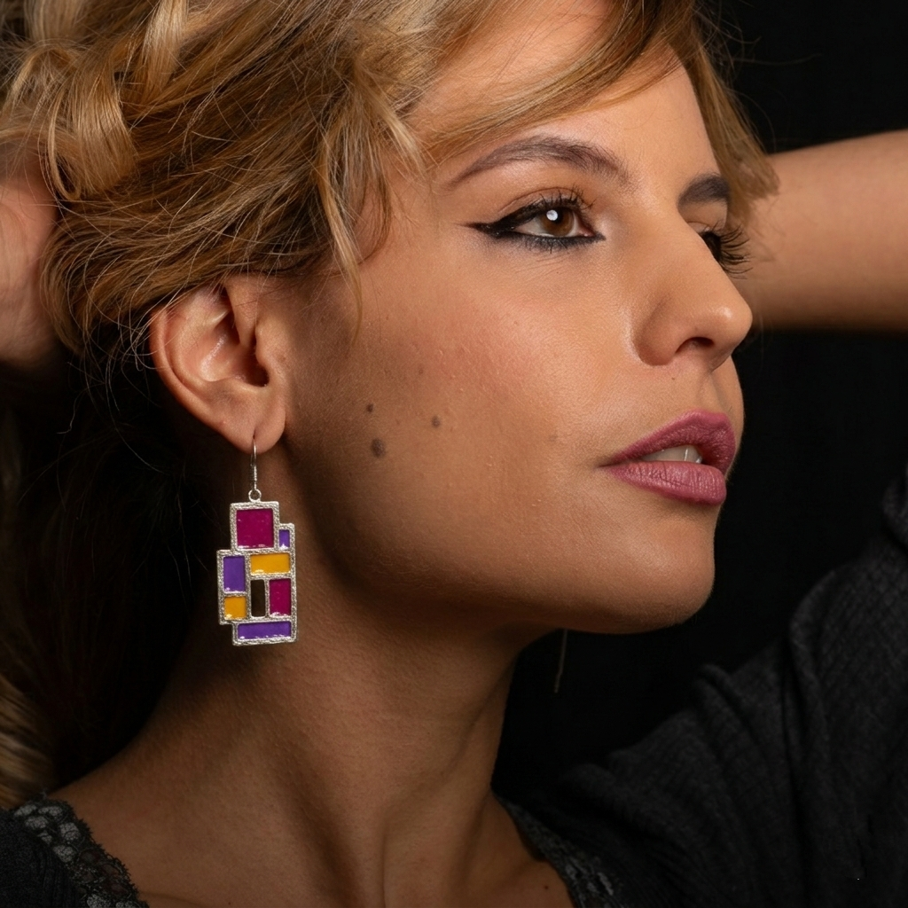 Orecchini-Mondrian-argento-5 orecchini mondrian argento