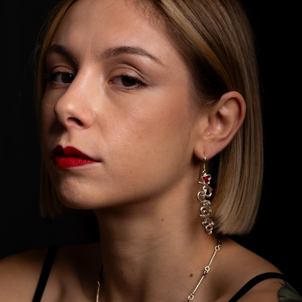 Set di Collana E Orecchini Con Pendente Cuore D'Amore, Set Di Gioielli Regalo Per Lei In Argento Sterling